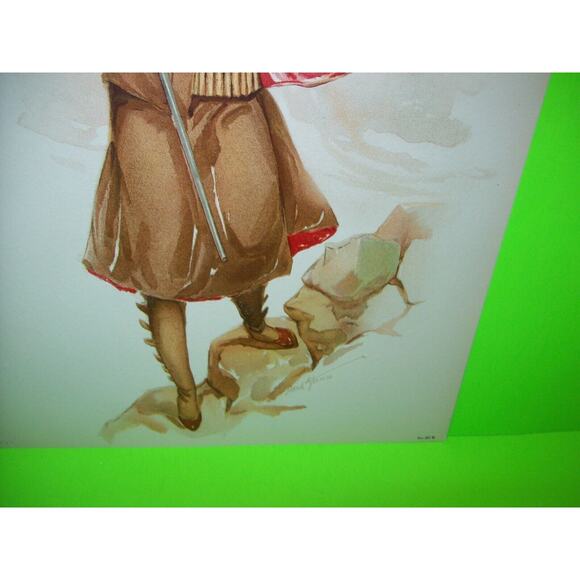 Victorian Art Print Lady Hunting Rifle Original 10X13 Lithograph 1908 Maud Stumm - Picture 3 of 10